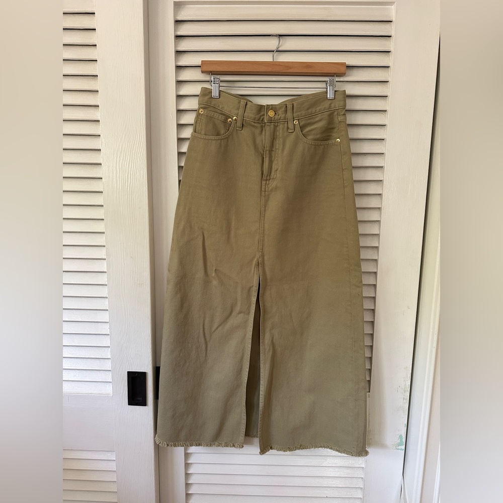 J.Crew Tan Denim Midi Skirt